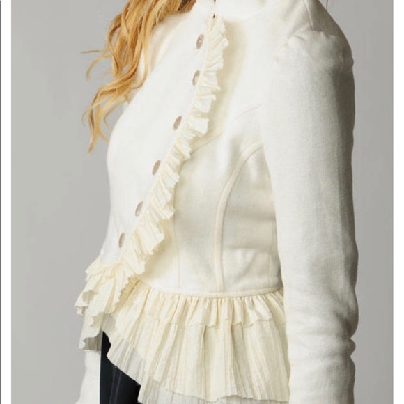 Free People | MILITARY RUFFLE JACKET IN IVORY - Picture 3 of 5